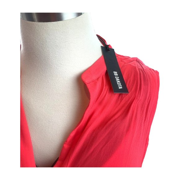 BB DAKOTA Viri Coral 100% Vicose Shirt Button Down Belted Dress - Picture 4 of 7